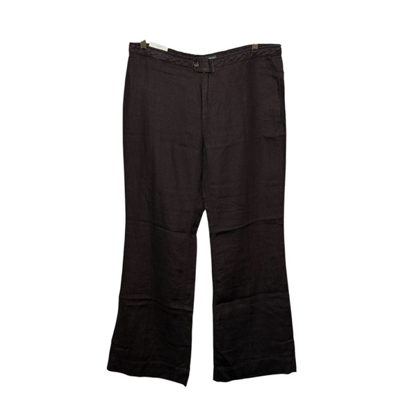 Linen Banana Republic Pants Womens 14 Brown Martin Fit Wide Leg 100% Linen NWT - Picture 1 of 9